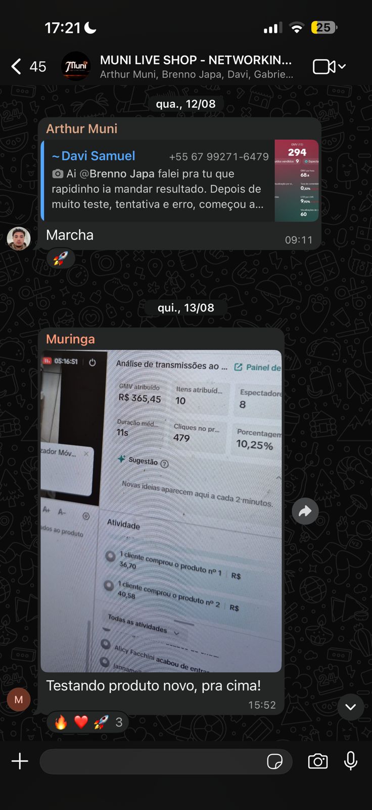 Print de resultado real de live no TikTok Shop