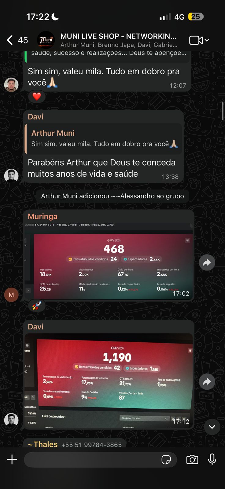 Print de resultado real de live no TikTok Shop