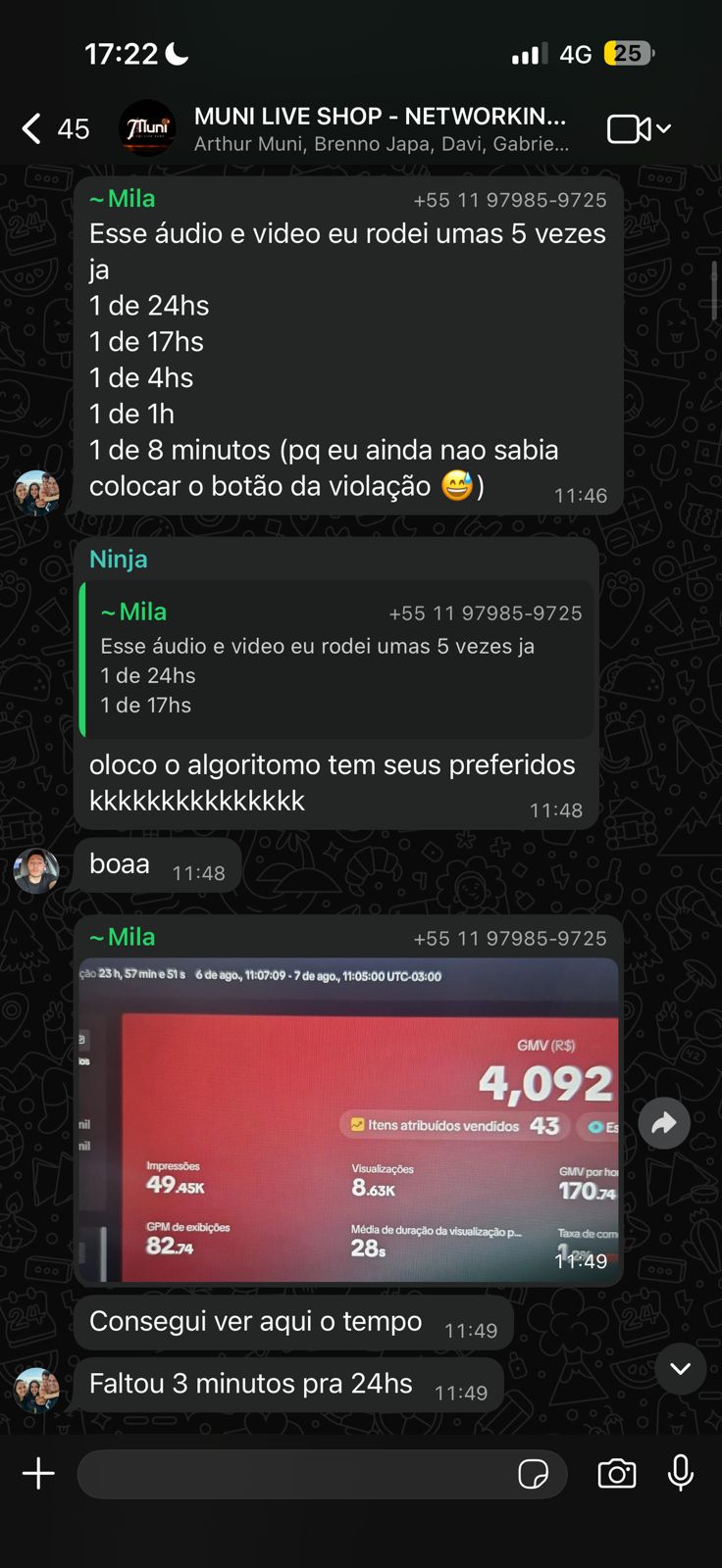 Print de resultado real de live no TikTok Shop