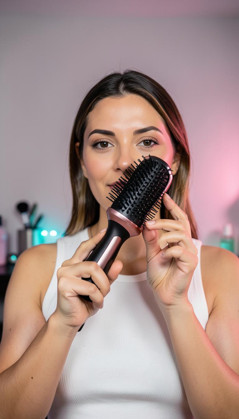 Ana Beauty apresentando Escova alisadora 5 em 1 em uma live commerce