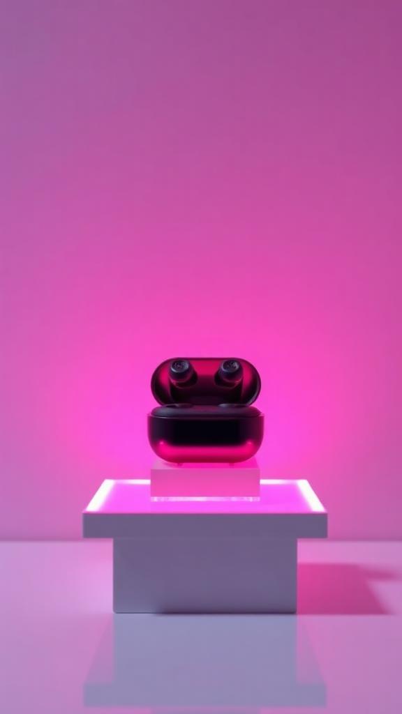 Fone sem fio em destaque em uma transmissão ao vivo
